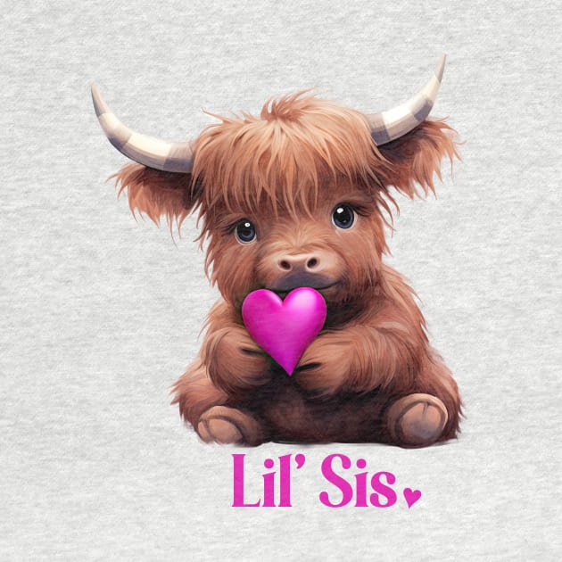 Lil Sis Little Sister Cute Baby Highland Cow by k8creates